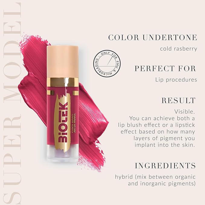 Biotek Lip Pigment for Permanent Makeup - Raspberry Color for Lip - Made in Italy - Supermodel 0,61 fl.oz.