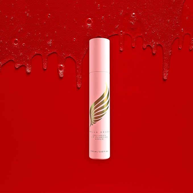 Bella Grace Vegan Collagen Lip Plumper Serum, Vitamin E, Peptides, Hydrating Lip Care Fuller Plumper Looking Lips, Supports Wrinkles, Fine Lines, Elasticity, Paraben, Sulfate & Cruelty Free, 0.1 fl oz