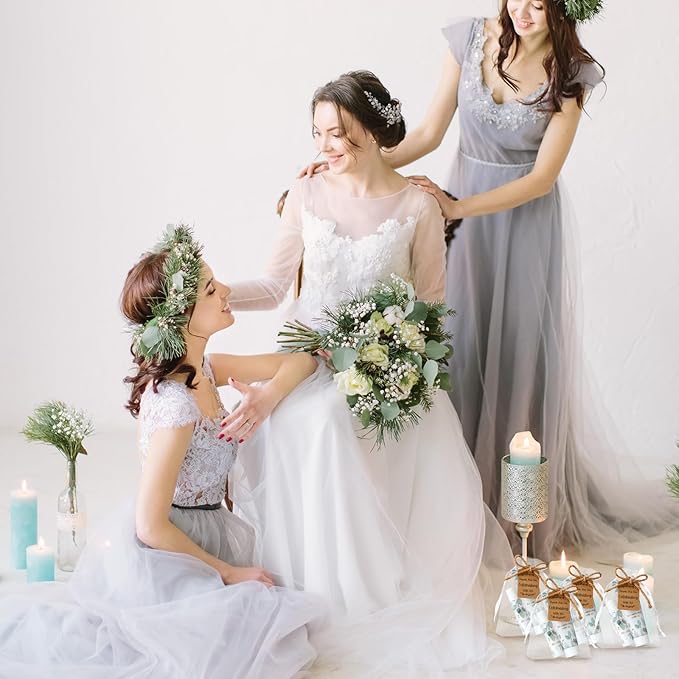 200 Pcs Baby Shower Wedding Party Favors Gift Set, 50 Pcs Baby Shower Hand Cream and 50 Lip Balm for Wedding Bridesmaid Guests Gift Supplies with 50 Organza Bag 50 Thank You Tag(Eucalyptus)