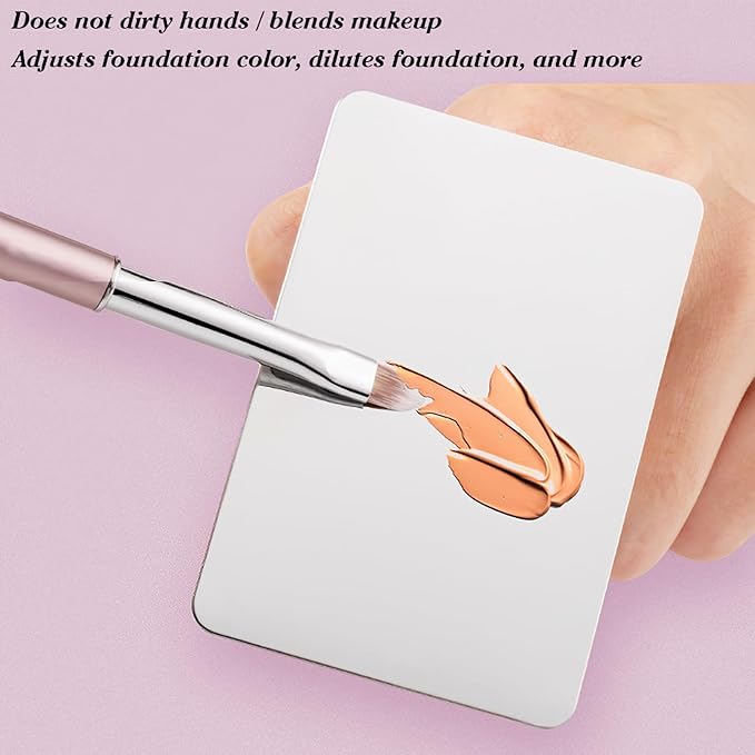Makeup Mixing Palette, KissDate Makeup Spatula Palette with Foundation Spatula, Stainless Steel Makeup MixingTray Nail Art Palette Foundation Mixing Tray Cosmetic Spatula Makeup Palette Makeup Mixer