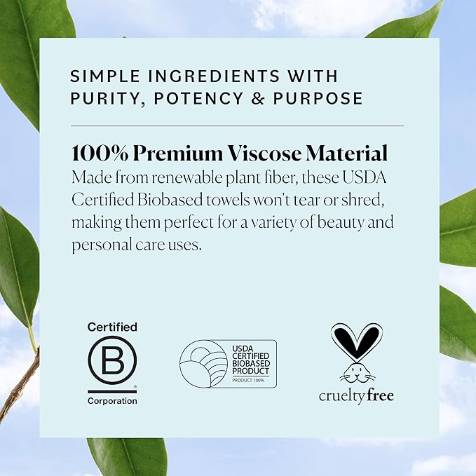 Sky Organics - Gentle Clean Face Towels (2-Pack) - 100 XL Single-Use Face Wipes - Ultra Soft & Dual Textured - Disposable Towel - Makeup Remover Wipes - Cruelty Free - Skin Care Tools - Self Care