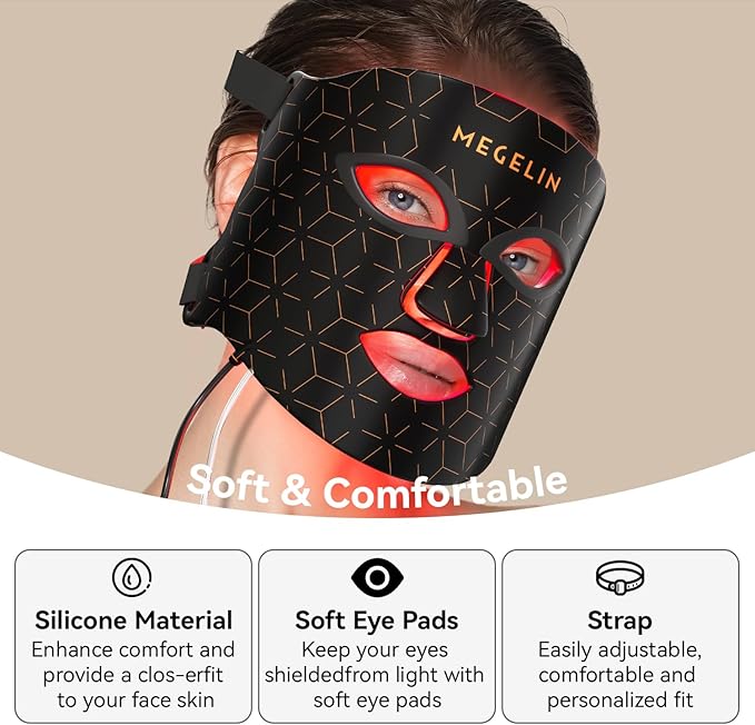 7 Colors Led Light Therapy Facial Mask, Face Light Therapy Mask for Face, Reduce Wrinkles Smooth Skin, Infrared Light Skin Rejuvenation