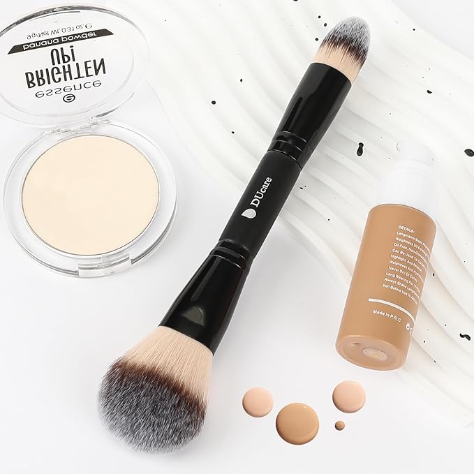 DUcare Powder Brush Foundation Brushes Double Ended Blush Setting Brush for Rounded Taperd Liquid, Cream, Powder,Blending, Buffing