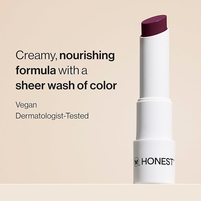 Honest Beauty Tinted Lip Balm | Antioxidant-rich Acai Extracts + Avocado Oil | EWG Certified, Vegan, Cruelty Free | Plum Drop