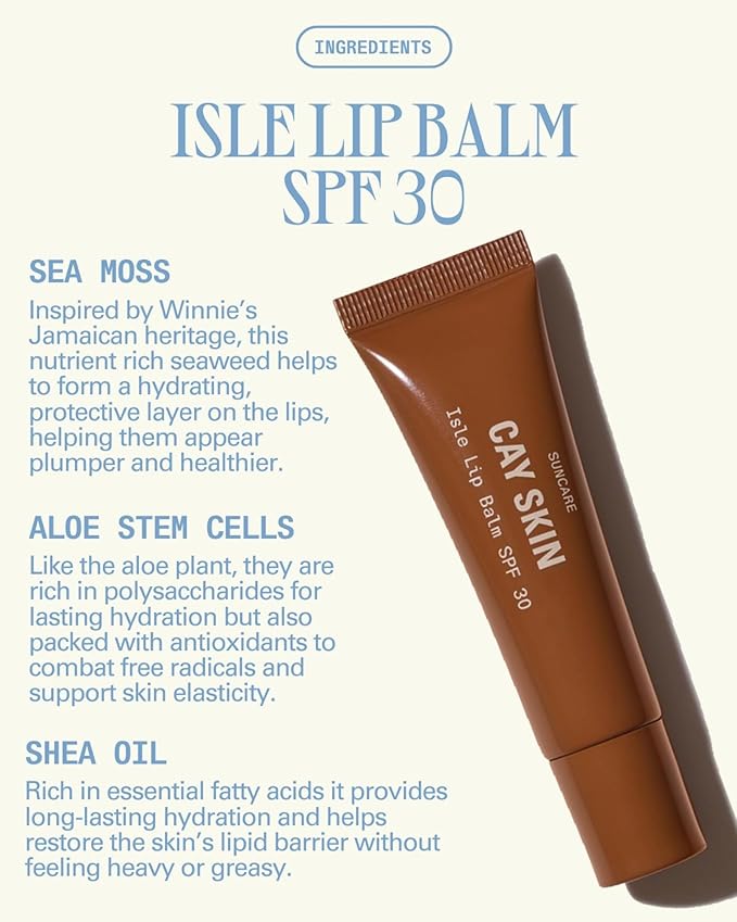 Cay Skin Isle Lip Balm SPF 30 – High Shine, Hydrating + Sheer Lip Gloss in Vanilla Brown Sugar Flavor – Formulated with Natural Ingredients for All Skin Tones – 3-Pack, Nude Ting