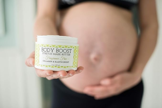 Body Boost Fragrance Free Stretch Mark Butter, 8 oz-Repair Stretch Marks and Scars- Clinically Proven Ingredients- Pregnancy and Nursing Safe