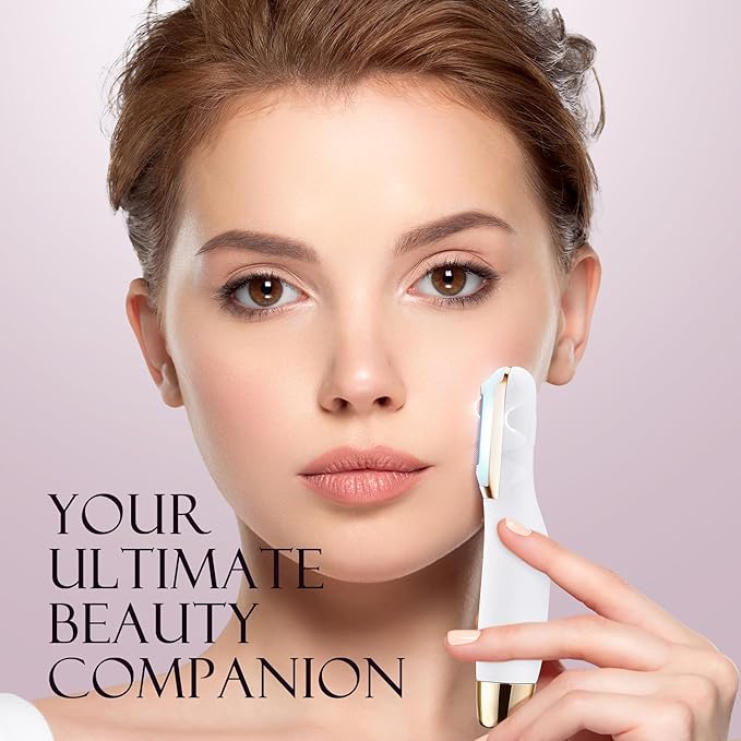 Sonic Dermaplane Razor for Women Face, Dermaplaning Tool for Face, Sonic Edge Technology, Facial Hair Removal for Women, Peach Fuzz with 8 Replaceable Blades(White)