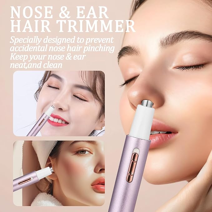 2025 Rechargeable Nose and Ear Hair Trimmer for Women Men – Painless Facial and Eyebrow Hair Remover, Dual-Edge Blades, IPX7 Waterproof, Compact and Portable Electric Clipper