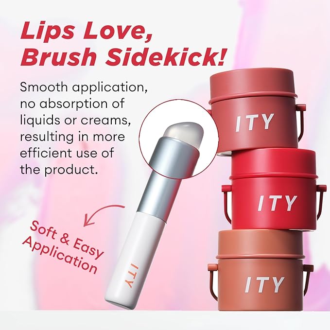 ITY Velvet Matte Finish Lip Stain-Mousse Textured Pudding Pot Lip Clay with Brush, Nude Shade, Dual-Use as Lipstick and Blush, Conceals Lip Lines, Rich Pigment, 0.21 oz (6g) in Sandalwood Rose