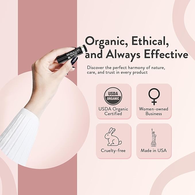 Moroccan Magic Organic Lip Balm Variety Pack Gift Set | Natural Argan and Essential Oils | Quality Smooth Application | Non-Toxic Cruelty Free | Rose, Peppermint Eucalyptus, Lemon Thyme | 3 Pack