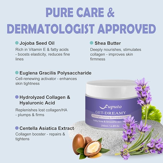 Get Dreamy Overnight Toning Whip - Body Firming Cream for Women, 6.76 oz Sleep & Sculpt Night Cream, Reduces the Appearance of Body Skin Laxity for Mulated for All Skin Types (200ml)