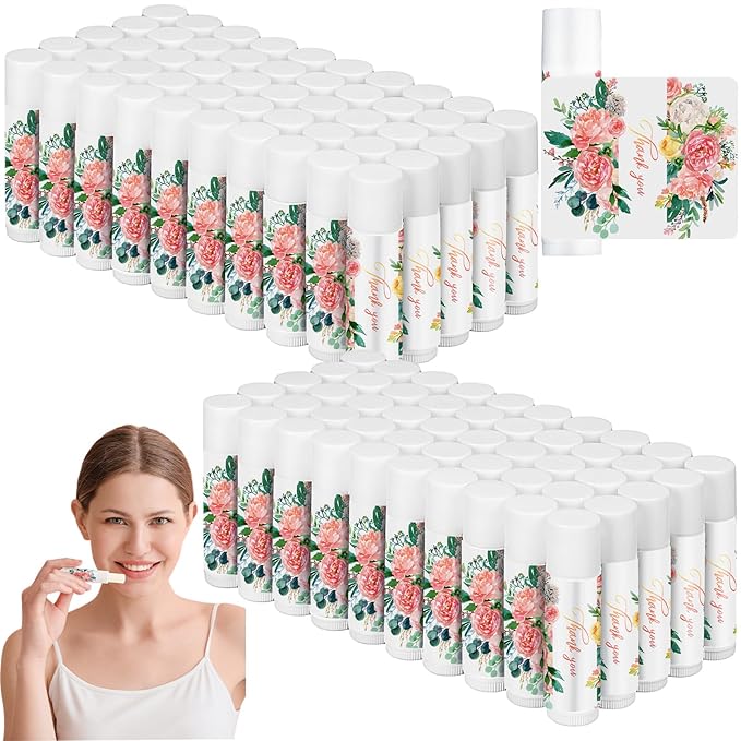 Dunzy 100 Pack Hello Fall Thanksgiving Party Gifts Bulk Lip Balms Favors Employee Appreciation Gifts Thank You Gifts Team Inspirational Gifts for Women Men Coworkers Satff Teachers(Flower)