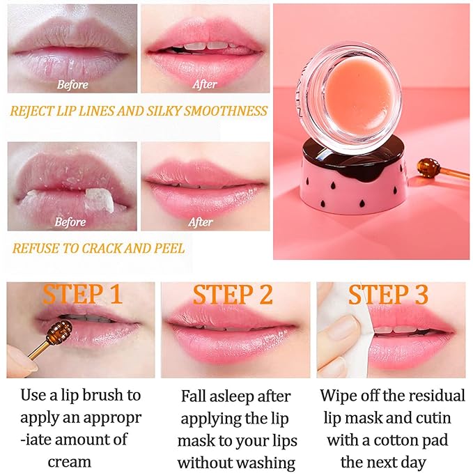 2 Pack Strawberry Lip Mask Strawberry Lip Balm Pot Propolis Moisturizing Hydrating Lip Sleeping Mask Prevention Dry and Cracked Lip Scrubs Exfoliator (2-Strawberry)