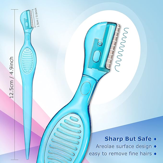 8 Pcs Small Eyebrow Razor for Women Portable Face Razors for Women Facial Hair Lip Trimmer Hair Shaving Removal Tool Dermaplaning Tool Eyebrow Shaver with Safety Cap for Makeup Face Care, 4 Colors