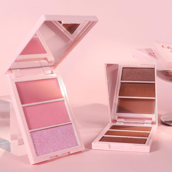 3D Blush Palette, Multi-Use Makeup Contour Pressed Powder Long-Lasting Pigment Cheekbones Contouring Blush Blendable Natural Shimmery Or Matte Finish(03#)