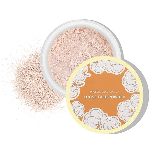 Boobeen Loose Face Powder Translucent Setting Powder Oil Control Loose Powder, Soft Focus Effect Makeup Loose Setting Powder, Lightweight Shine Control Matte Finishing, with Puff