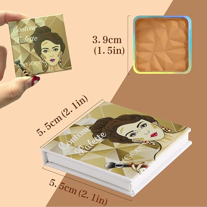 Matte Light Bronzer Palette,Perfect Finish Hd Powder,Professional Bronzering contouring Makeup Pallet,Highly Pigments and Long Lasting For Fair Face Tone,Cruelty-Free