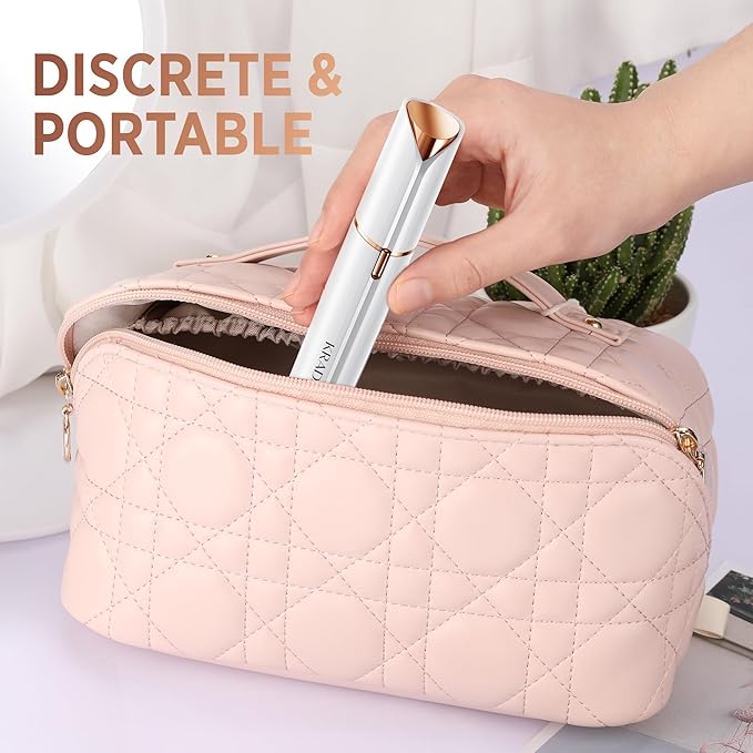 Facial Hair Removal for Women: Rechargeable Hair Removal Device - Painless Womens Face Razor Peach Fuzz (White)