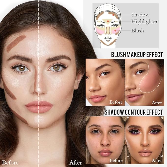 2 Pcs Cream Contour Stick Makeup Kit, Cream Highlighter Stick & Contour Bronzer Stick for Cheeks, Lightweight Blendable Smooth -Highlighter & Bronzer (#04 Light Rose Gold #07 Coffee)