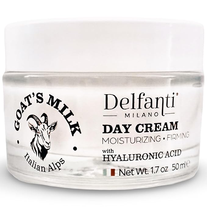 Delfanti-Milano • GOAT'S MILK with HYALURONIC ACID Moisturizing and Firming DAY CREAM • Face and Neck Moisturizer • Made in Italy