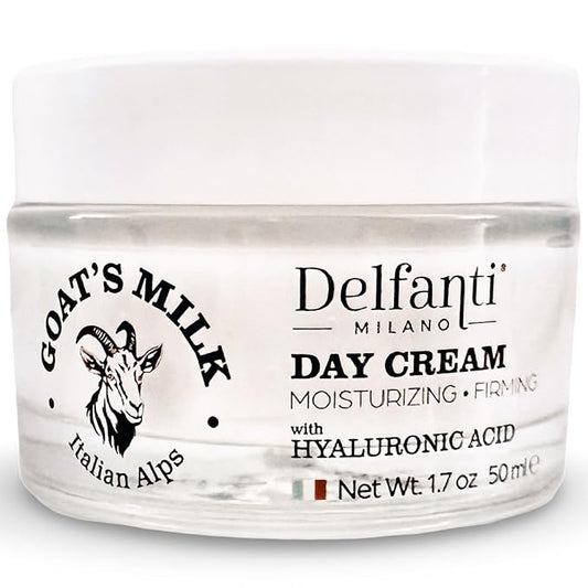 Delfanti-Milano • GOAT'S MILK with HYALURONIC ACID Moisturizing and Firming DAY CREAM • Face and Neck Moisturizer • Made in Italy