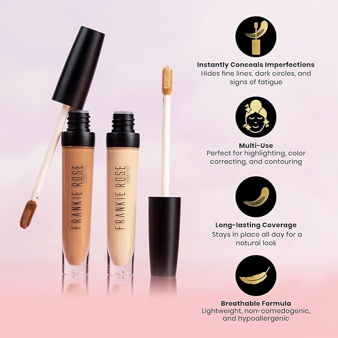 Frankie Rose Cosmetics Our Lil’ Secret Concealer – Sweat-Proof & Matte Under Eye Concealer, Long Lasting Concealer Full Coverage For Fine Lines, Dark Circles & Hide Imperfections - Toffee