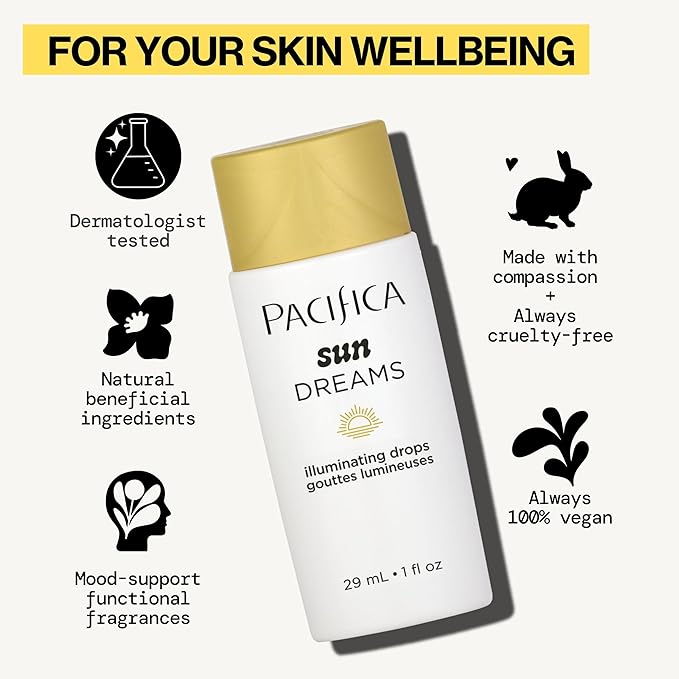 Pacifica Sunset Glow Drops – Face Bronzer - Vitamin C Face Bronzing Makeup for Instant Sun-Kissed Glowing Illuminator & Hydrating Skin Tint | Buildable Highlighter Drops Vegan Dermatologist Tested