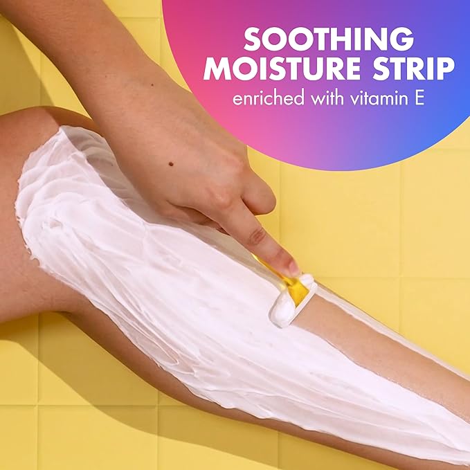 BIC Soleil Smooth Colors Women's Disposable 3 Blade Razors, Vibrant Handles and Moisture Strip, 8-Pack