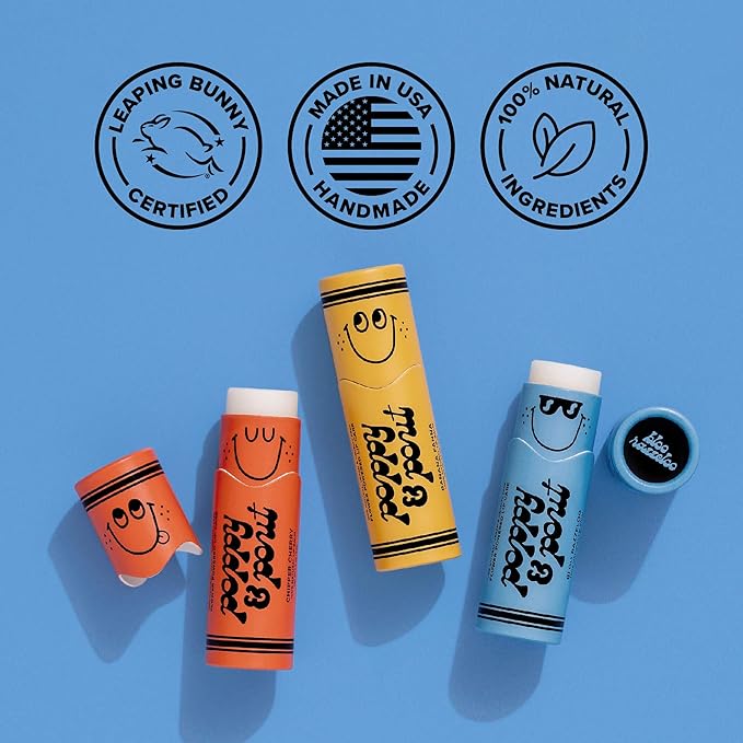 Poppy & Pout Kids Jumbo Lip Balm | All Natural Lip Balms & Moisturizers | Hydrates with Beeswax, Vitamin E, Organic Coconut Oil | Cruelty-Free | Lip Balm in Recyclable Cardboard Tube (Banana Fanna)