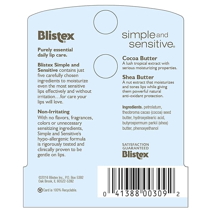 Blistex Simple & Sensitive Lip Moisturizer oz