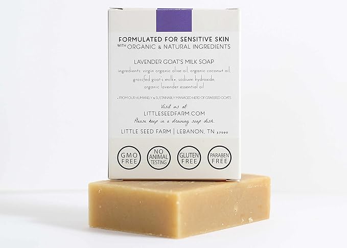 Little Seed Farm Organic Goat’s Milk Soap – 3 Pack of Lavender Facial and Body Soap Bars – Natural, Handmade and Cruelty Free – Calming and Relaxing – Suitable for Sensitive Skin, Net Wt. 4.75oz