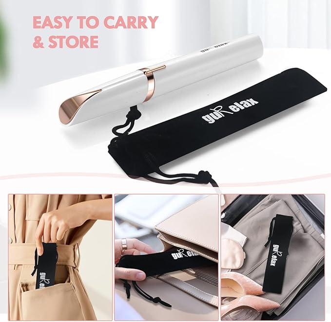 gurelax Eyebrow Hair Remover, Electric Eyebrow Trimmer for Women,Face and Eye Epilator with LED Light for Women Rechargeable with 2 x Replacement Heads (White)