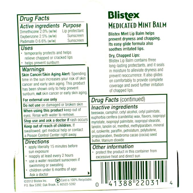Blistex Medicated Mint Balm SPF 15