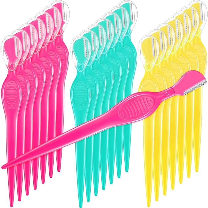 Mudder 21 Pcs Eyebrow Razor Eyebrow Shaver Facial Razor Multipurpose Face Trimmers with Precision Cover for Women Makeup Care Tools(Green, Blue, Yellow)