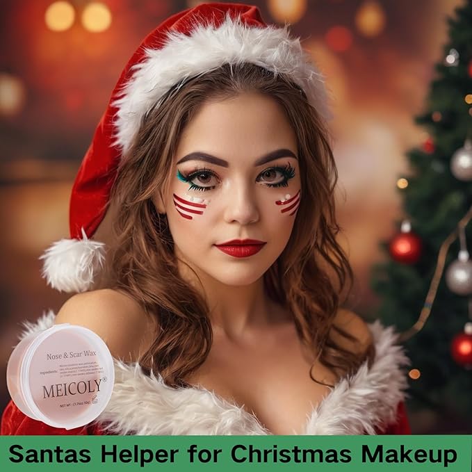 MEICOLY 3pcs SFX Special Effects Makeup Kit - Fake Nose Putty, Scar Wax, Fake Blood Scab Gel, Dark