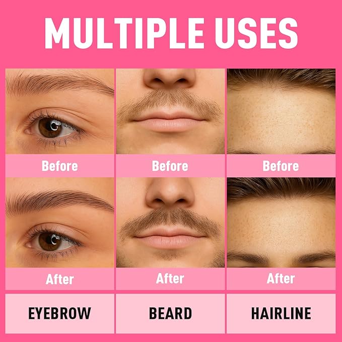 Dual Ended Microblading Eyebrow Pen - 2 in 1 Liquid Eyebrow Pencil with Brow-Fection Angled Brush & Precise Detail Brush-Tip, Shapes & Fills Hair-Like Looking Brows, Lasts All-Day, Brown