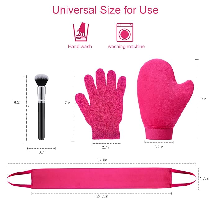 Self Tanning Mitt Applicator - 4 in 1 Self Tanner Mitt Applicator, Back Tanning Mitts Self Tanner Mitt Tanning Glove for Self Tan Mitt Sunless Tanner Mitt Applicator Tan Mit Tanning Brush