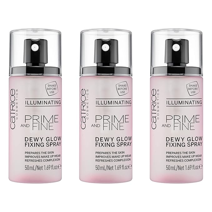 Catrice | Prime & Fine Illuminating Dewy Glow Spray | Transparent and Fast Drying Fixing Spray| Paraben Free & Vegan | Cruelty Free (Pack of 3)
