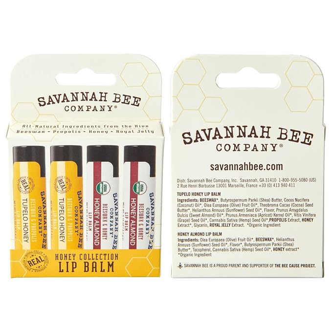 Savannah Bee Collection Lip Balm - Nourishes Dry Lips for All Day Comfort