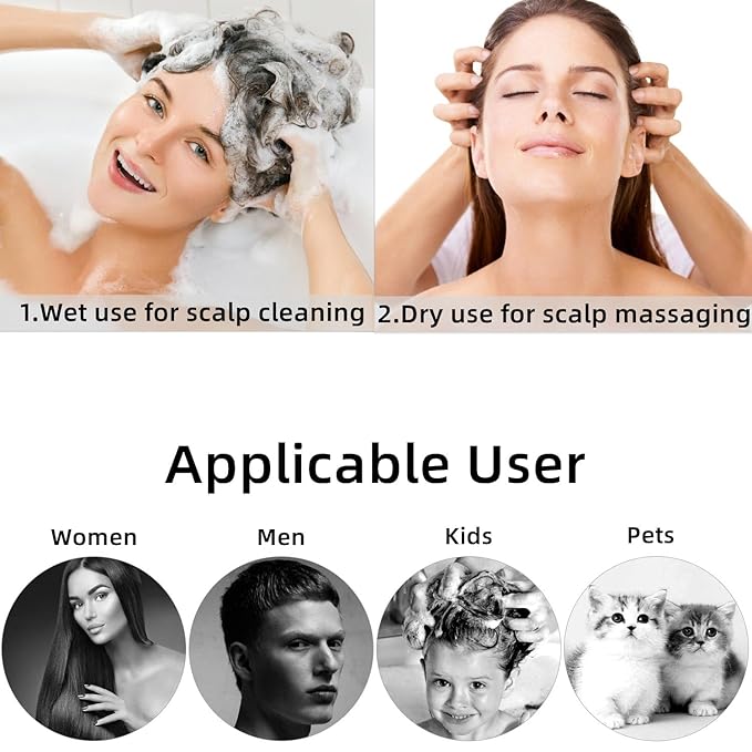 BTYMS Hair Scalp Scrubber Shampoo Brush with Dispenser, Silicone Scalp Massager Exfoliating Brush for Dandruff Removal