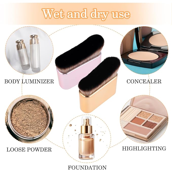 2Pcs Self Tan Brush Soft Body Makeup Brush Portable Self Tanning Brush Self Tanner Face Brush For Body & Leg Makeup（Rose Gold + Pink Rose Gold）