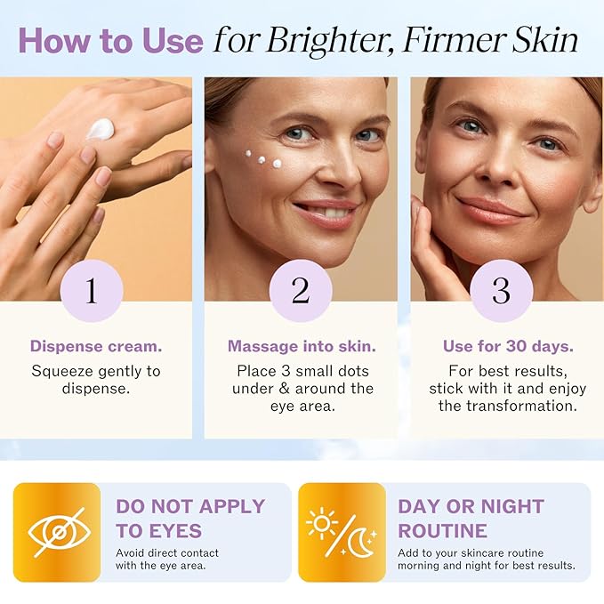 LilyAna Naturals Eye Cream for Dark Circles and Puffiness, Anti Aging Under Eye Cream for Wrinkles and Bags helps Improve Dryness; for Sensitive Skin (Bottle, 1.0 Ounce (Pack of 1))