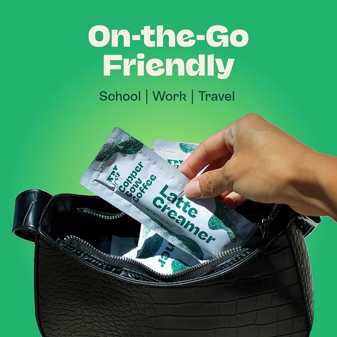 Copper Cow Coffee Sweetened Condensed Milk Coffee Creamer Singles (25 pack) | Vietnamese Inspired Coffee Creamer, All Natural Creamer Packets for Pour Overs & Lattes | No Refrigeration Needed