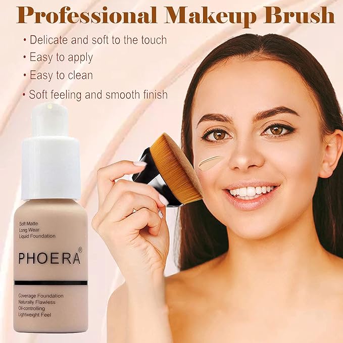 2 Pcs Liquid Foundation Full Coverage 24HR Matte Flat Top 30ml