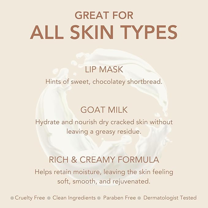 Dionis Goat Butter Overnight Leave On Lip Mask - Raspberry, Goat Milk, Jojoba & Moringa Oils Moisturize & Repair Cracked, Chapped & Dry Lips - Chocolate Shortbread Scented Formula Stays On All Night