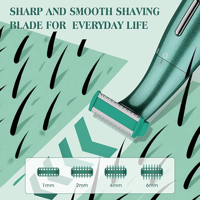 Electric Razor for Women,6 in 1 Women's Bikini Trimmer Shaver for Women & Men Pubic Hair, Private Area, Legs, Eyebrow,Face, Nose, Eyebrow, Body Hair Removal IPX5 Waterproof Wet & Dry