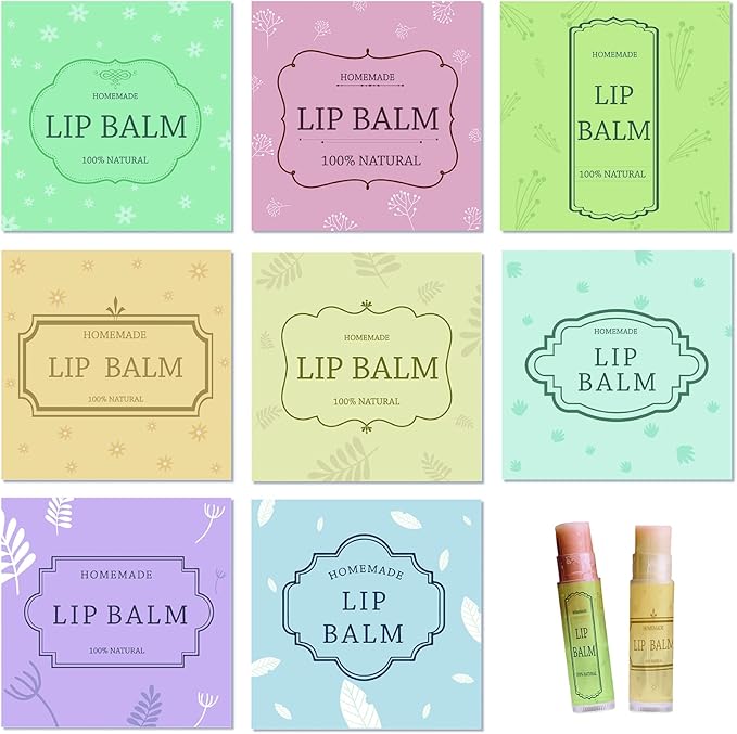 CRASPIRE Lip Balm Labels 80pcs Homemade Lip Balm Labels 2” Clear Lip Balm Labels for Tubes Printable Waterproof Lip Balm Stickers Labels for Lip Balm Handcream Candle Container（British Style-Color）