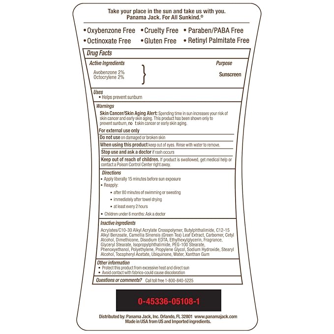 Panama Jack Sunscreen Tanning Lotion - SPF 8, PABA, Paraben, Gluten & Cruelty Free, Antioxidant Moisturizing Formula, 6 FL OZ (Pack of 6)