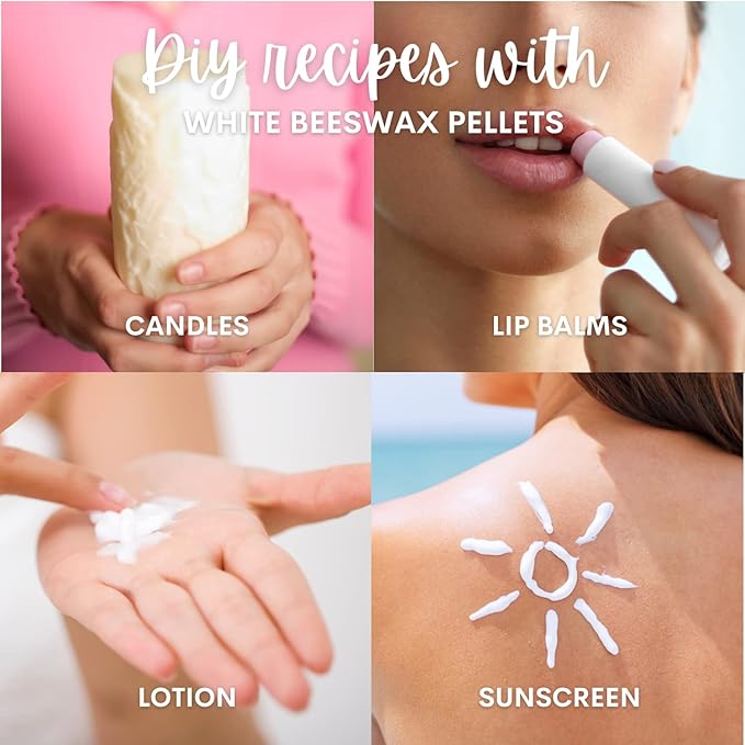 White Beeswax Pellets 8 oz, Pure, Natural, Cosmetic Grade, Bees Wax Pastilles, Triple Filtered, Great For DIY Lip Balms, Lotions, Candles By White Naturals