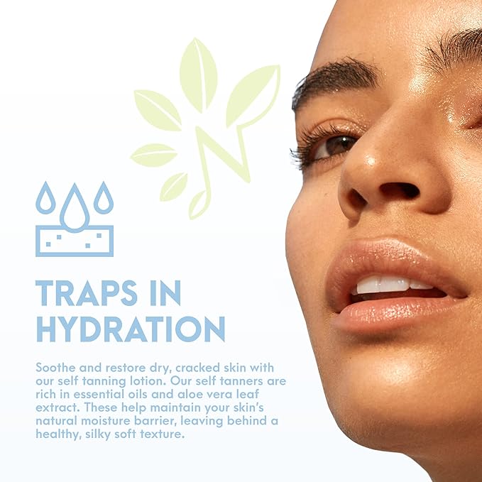 Natural Tone Organic Skincare Hydrating Sunless Tanner with Hyaluronic Acid, Aloe Vera-Based Self Tanning Lotion, Easy to Apply Self Tanner for Face and Body, 6 fl oz